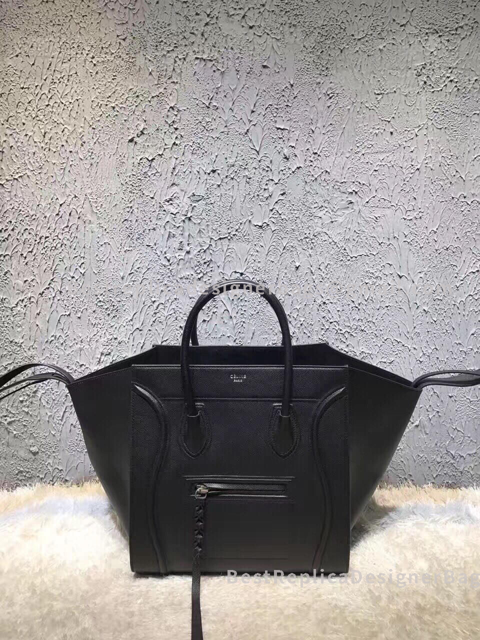 Celine Luggage Phantom Bag In Black Epsom Leather